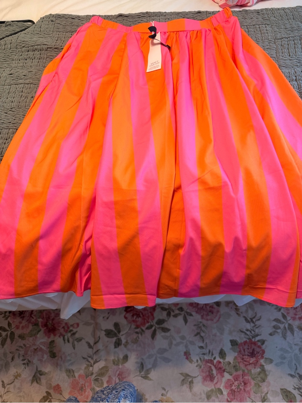 Striped Pink & Orange Full Skirt — Women's Circle Skirt